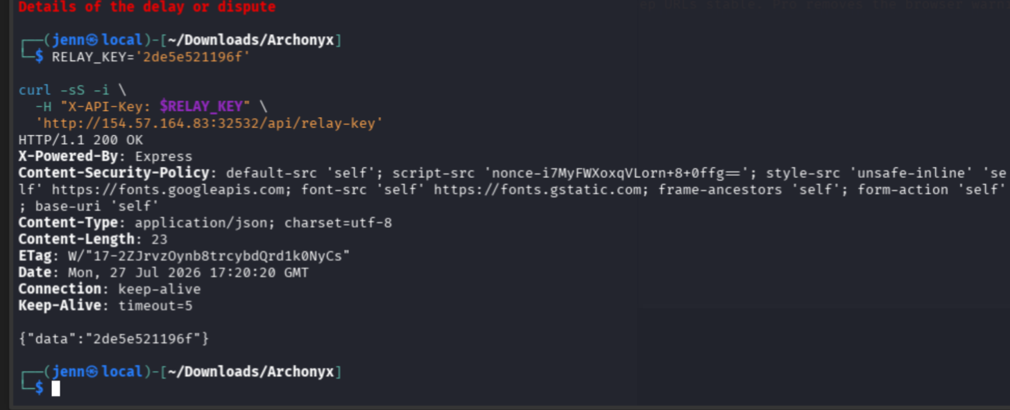 Relay key validated against live API returning 200 OK